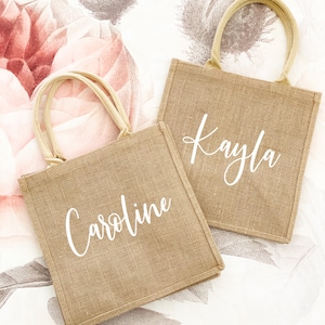 Custom Printed Bridesmaid Bag, Eco-Friendly Jute Shopping Bag, Reusable Tote Bags, Personalized Ladies Bag, Vintage Bags, Birthday Gift Bags