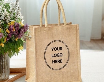 Bridesmaid Monogram Burlap Bag | Beach Bag | Jute Shopping Tote Bag | Giveaway Gift Bags | Initial Name Letter Logo Printed Jute Tote Bag