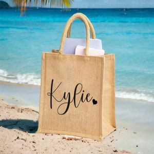 Petit sac en jute personnalisé, Sac cadeau de bienvenue, Sac en jute naturel écologique, Sac artisanal, Sac cadeau en toile de jute, Beau sac fourre-tout pour cadeaux