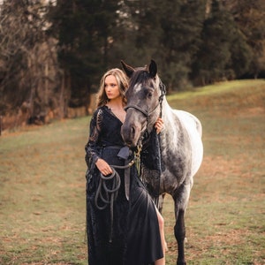 RENTAL DRESS (Size 0-16), The Black Vintage, Western Maternity, Fringe Robe, Boho, Photography