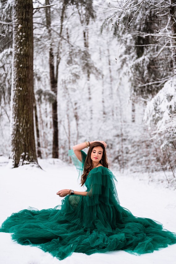 Rental Dress - The Amelia (Size XS-Medium), Photography Gown, Maternity Dress, Emerald Green Dress