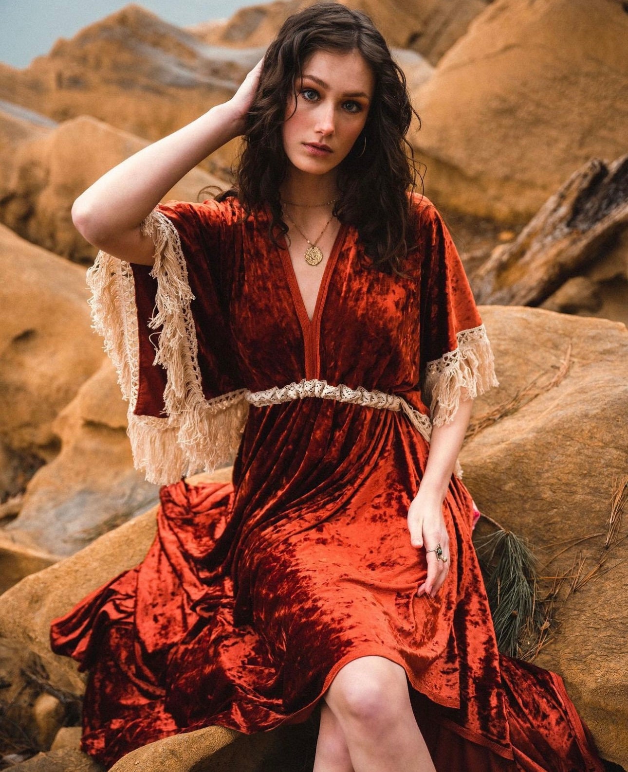 【2025A/W新作★送料無料】 RENTAL DRESS - the Sahara (size 0 - 16), Velvet Dress ワンピース