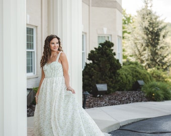RENTAL DRESS - The Laurel (Small - Large ), Gown, Chiffon Dress, Prom, Floral Dress, Spring Gown Photography, Senior Photos