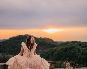 FOR SALE - Photography Dress - The Dreamy Dress (Size: 4-10), Tulle, Engagement Dress, Photography, Maternity, Cream, Ruffles
