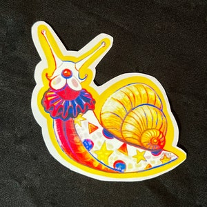 Vinyl Clown Snail Sticker Cute Primary Colors *NOW GLOSSY*