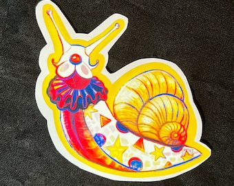 Glossy Clown Snail Vinyl Sticker - Cute Primary Colors
