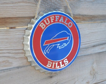 Buffalo Bills Football Bottle Cap Wall Decor, Metal Sign, Gift For Dad, Gift For Him, Garage Decor, Man Cave Gift