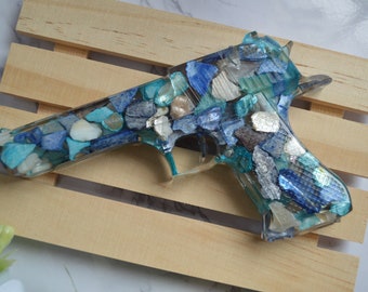 Handgun Epoxy Art, Seashell Gun, Custom Epoxy, Gun Lover Gift, Handmade Gift, Desert Eagle
