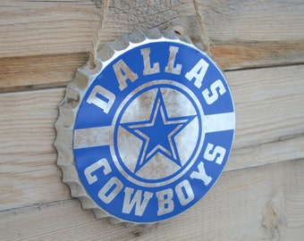 Dallas Football Bottle Cap Wall Decor, Metal Sign, Gift For Dad, Gift For Him, Garage Decor, Cowboys