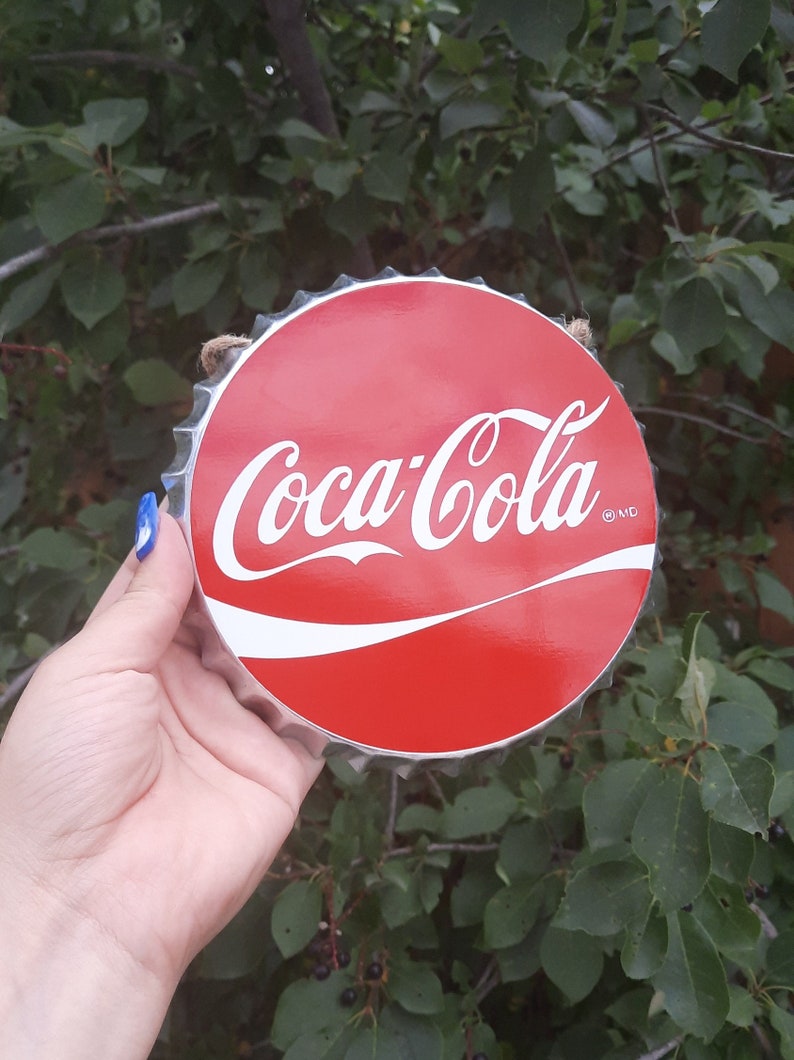 Coca Cola Bottle Cap Wall Decor Galvanized Metal Sign Gift for Dad Gift