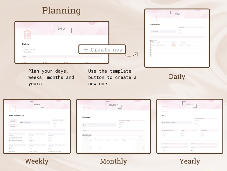 Notion Template Life Planner for Planning Your Daily Life Digital Pink Notion Template Life Planner for Planning Your Daily Life Digital Pink