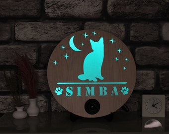 Personalized Cat Night Light and Bluetooth Speaker in one for pet lover.Gift For Cat lover,