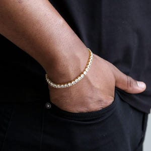 5mm Iced Out Diamond VVS Tennis Chain Bracelet | Men&#39;s Jewelry | Diamond Bracelet | Hip Hop Tennis Chain | Iced Out Bracelet