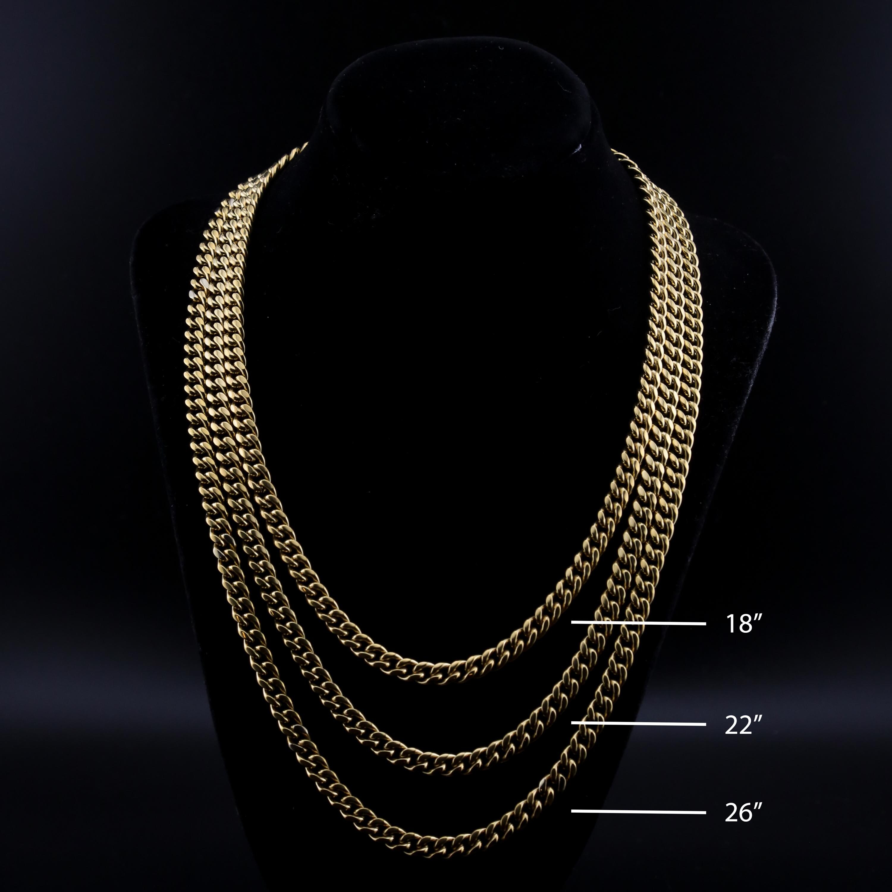 Collana Figaro Taglio Diamante 12mm Collana Uomo Catena Figaro Taglio Diamante 12mm - Placcata Oro 14k, Lunghezza Regolabile 9-30 Pollici Catena Oro 14k Placcata