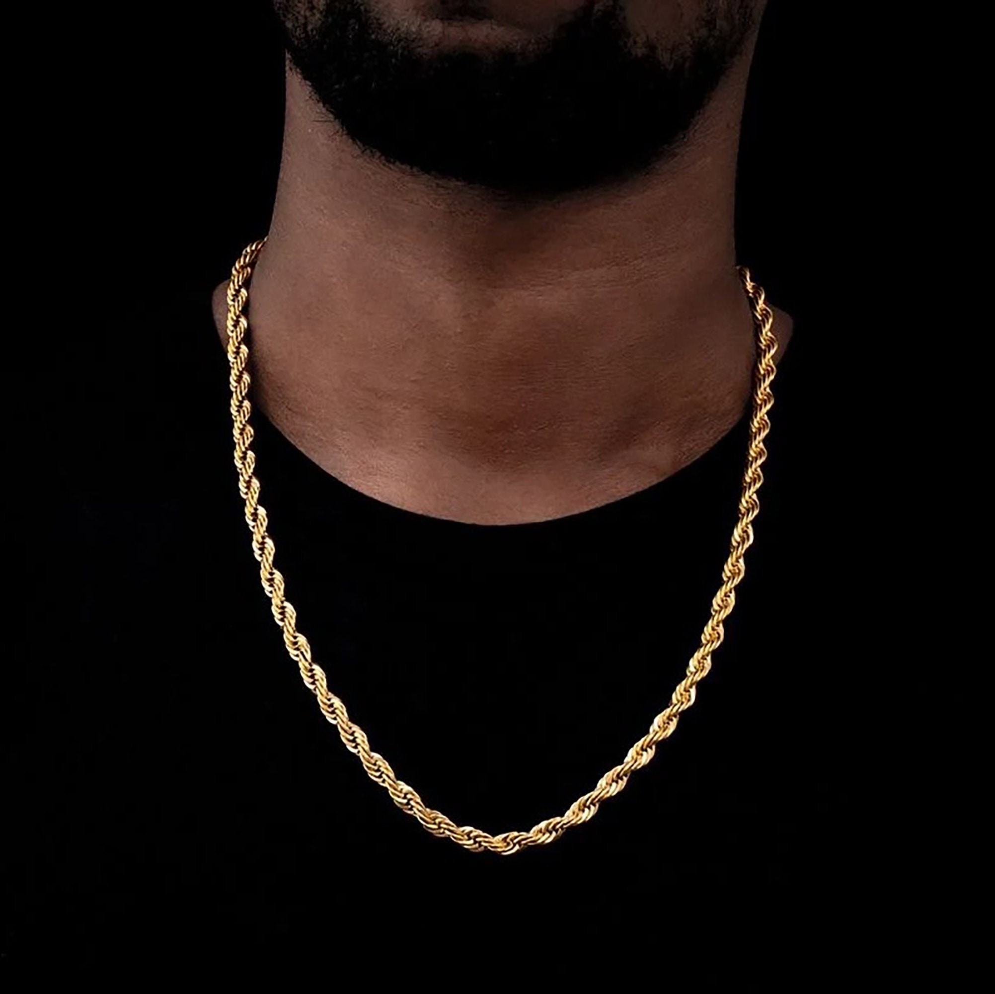 Mens 18k gold rope chains best sale