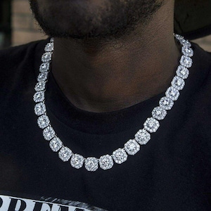 12mm Iced Out Diamond VVS Tennis Chain | Men's Jewelry | Diamond Necklace | Hip Hop Tennis Chain | Hip Hop Necklace | Iced Out Necklace