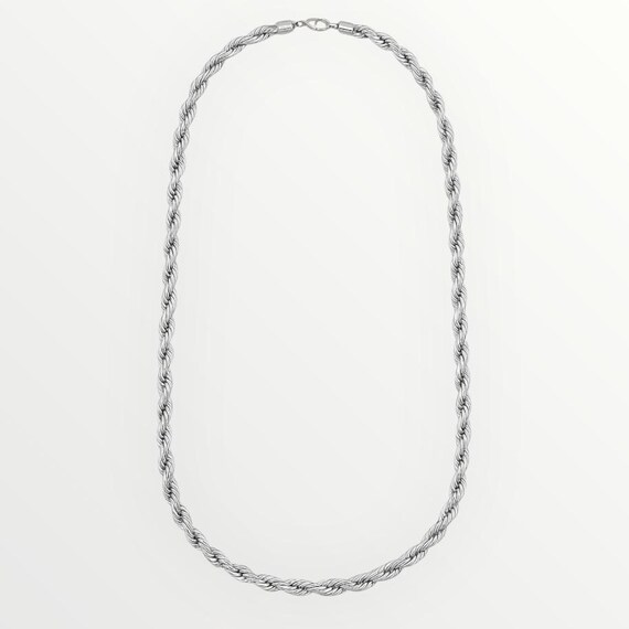 シルバーホワイトゴールドロープチェーンネックレス 3mm & 6mm