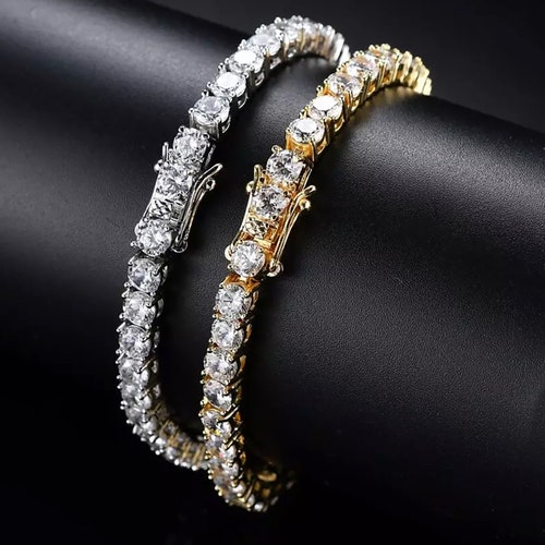 5mm Iced Out Diamond VVS Tennis Chain Bracelet Men's Etsy