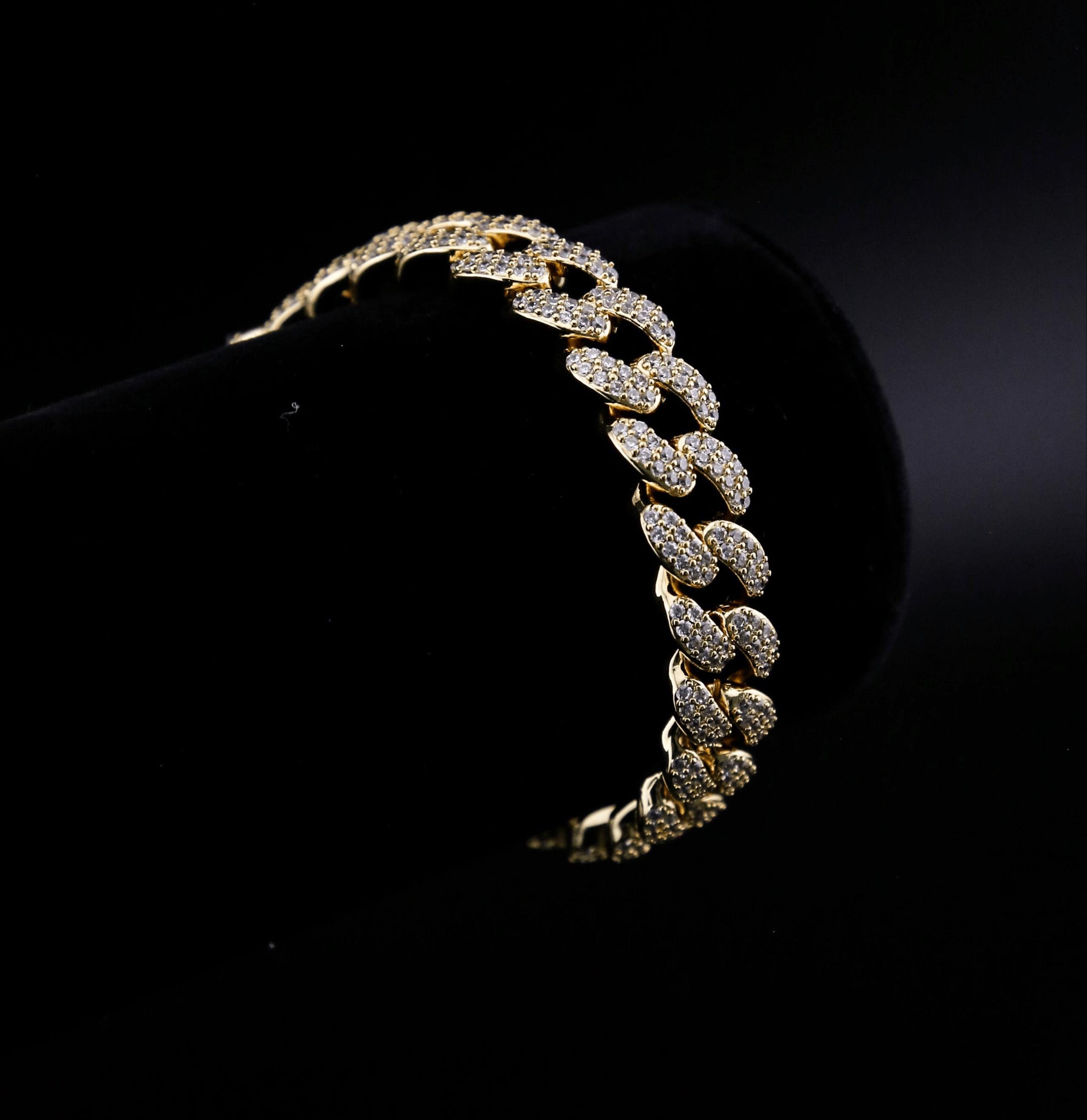 Iced Out 18k Gold Miami Cuban Link Bracelet Chain 12mm | Men's Hip