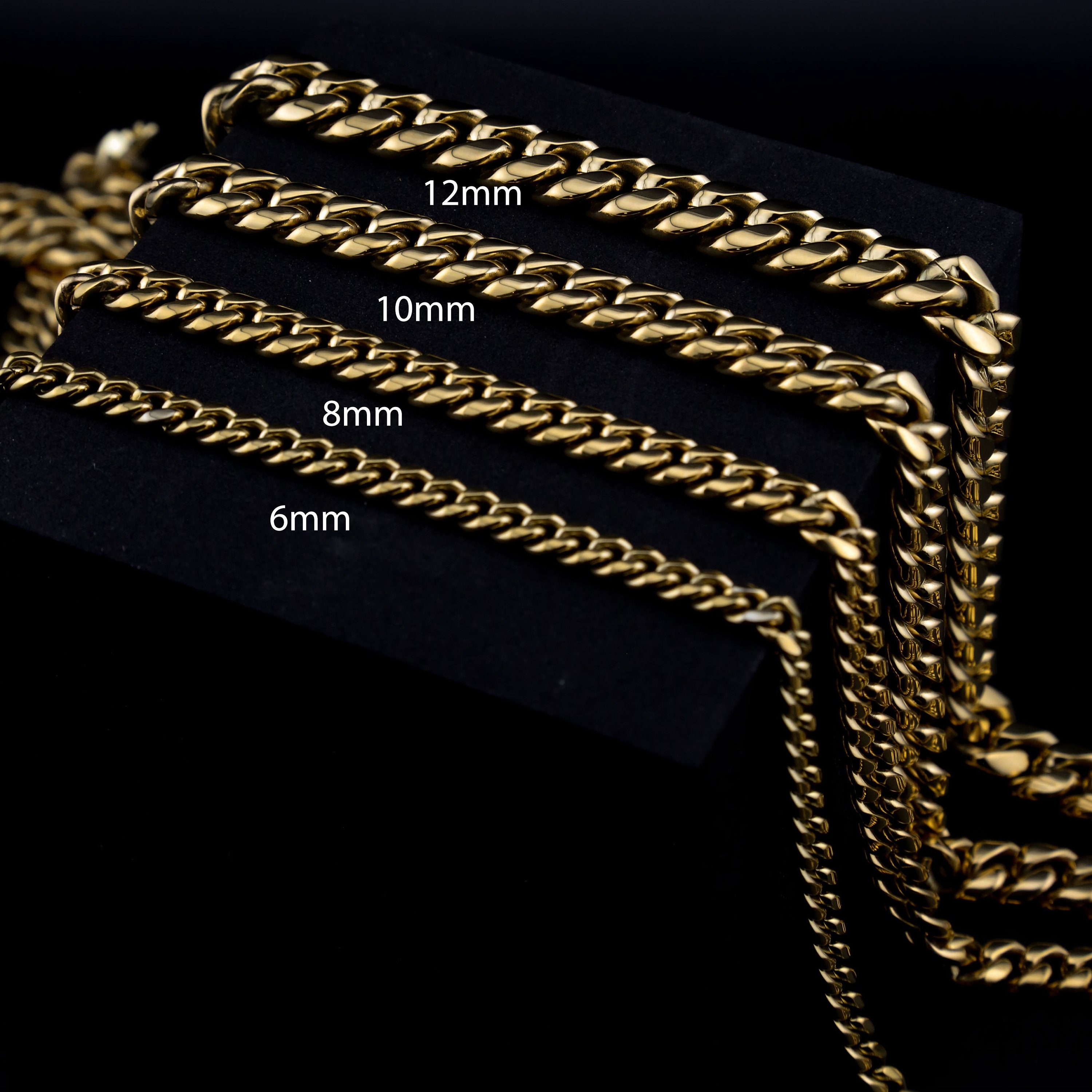 18K Gold Miami Cuban Link Chain 6mm, 8mm, 10mm, 12mm | Men's