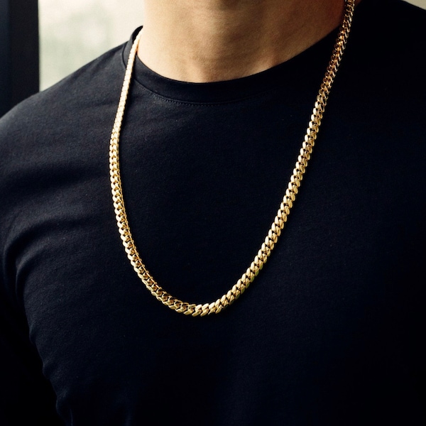 18k Gold Miami Cuban Link Chain 6mm / 8mm / 10mm / 12mm | Men's Jewelry | Hip Hop Necklace | Iced Out Necklace | LIFETIME WARRANTY