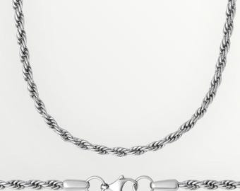 シルバーロープチェーン、925スターリングシルバーチェーンネックレス