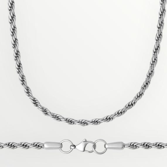 シルバーロープチェーンネックレス 3mm & 6mm - メンズジュエリー