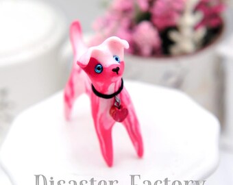 Handmade Polymer Clay Figurine: Pink Swirl Dog