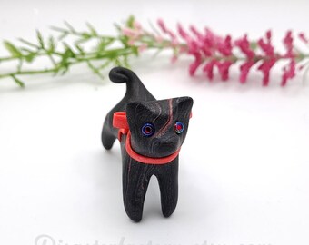 Handmade Polymer Clay Figurine: Valentine Cat