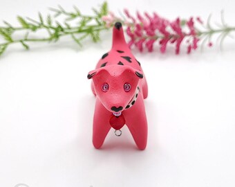 Handmade Polymer Clay Figurine: Valentine Dog