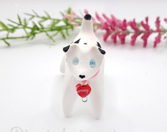 Handmade Polymer Clay Figurine: Valentine Dog