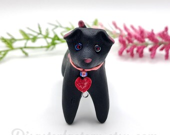 Handmade Polymer Clay Figurine: Valentine Dog