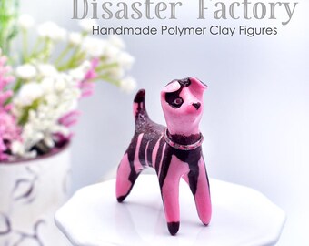 Handmade Polymer Clay Figurine: Vintage Cafe #4, Chocolate-Covered Strawberry Dog