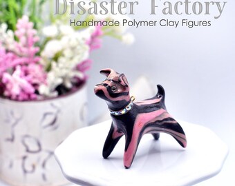 Handmade Polymer Clay Figurine: Vintage Cafe #2, Strawberry Mocha