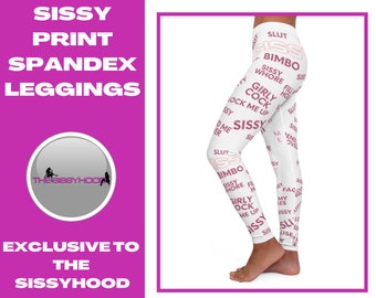 SISSY PRINT Leggings in spandex. Femminilizzazione. sissificazione. Abbigliamento Sissy