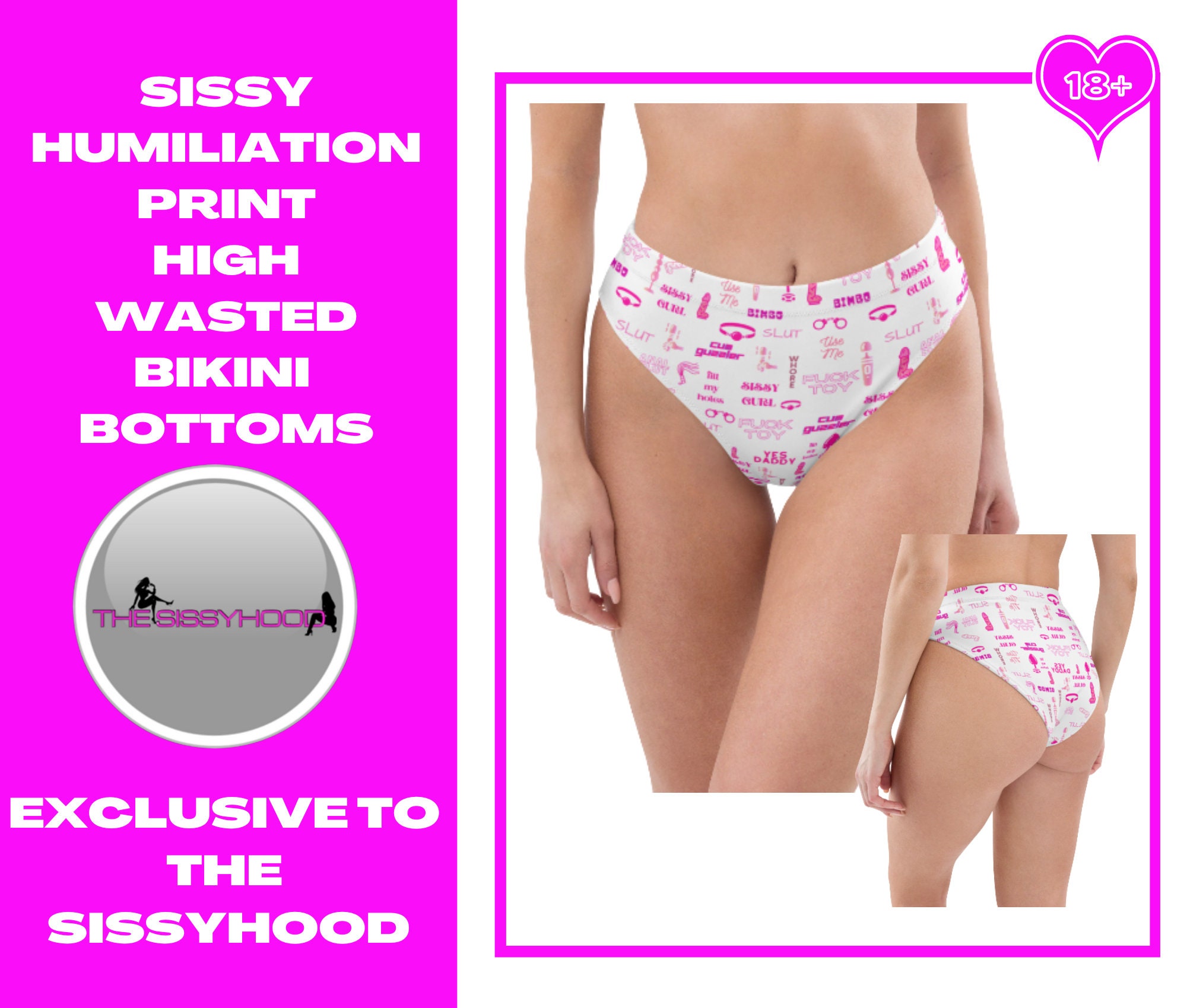 Sissy Humiliation High-waisted Bikini Bottom - Etsy Hong Kong