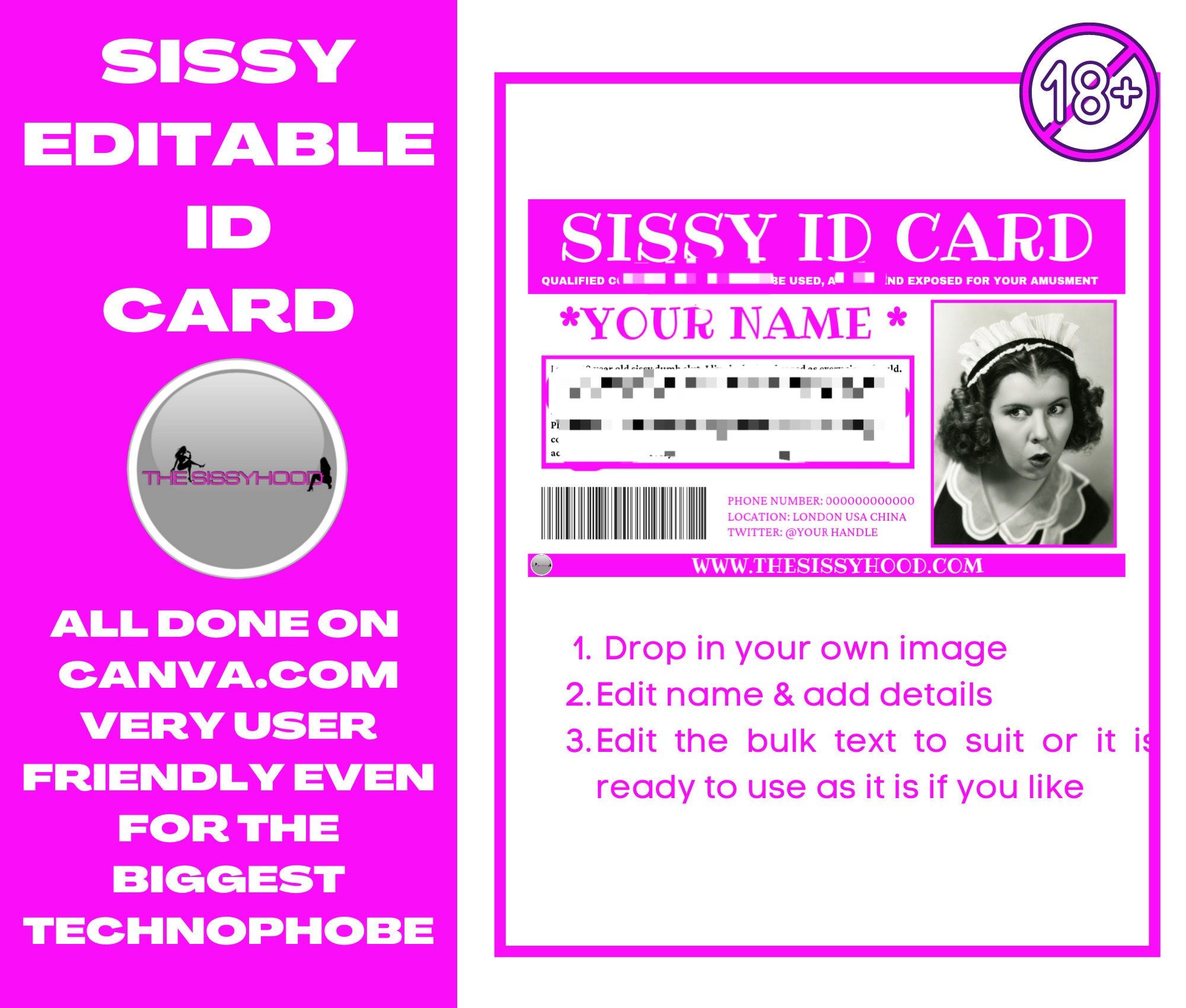 Sissy ID Card. Humiliation Tasks for Submissive Training. Sissy Task Sissy ID Card. Humiliation Tasks for Submissive Training. Sissy Task