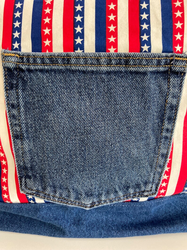 Fourth of july tote bag with zip closure and outside denim etsy
