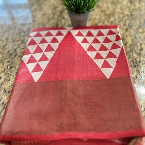 Red and Beige Pure Tussar Silk Saree