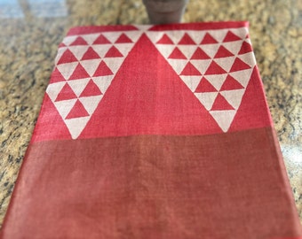 Rood en Beige Pure Tussar Silk Saree