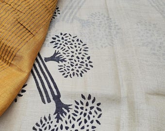 Hedendaagse prints - stijlvolle Tussar Silk Saree