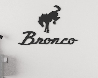 Décoration murale en métal Ford Bronco, oeuvre d'art en métal Bronco, plaque murale Bronco, logo Ford Bronco, cadeau pour propriétaire de Bronco, décoration de garage, tentures pour porte de garage