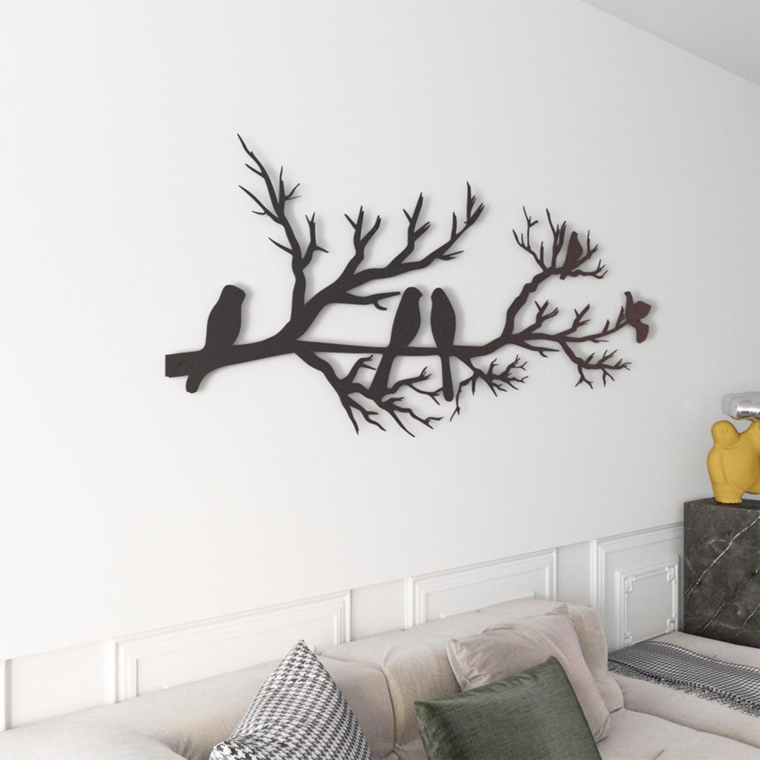 Metal Wall Decor, Birds on a Branch Metal Wall Art, Metal Garden Art ...