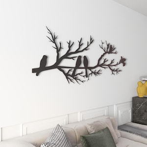 Metal Wall Decor, Birds on a Branch Metal Wall Art, Metal Garden Art, Bird Lovers Gift, Metal Tree Art, Birds Art, Outdoor Home Decor