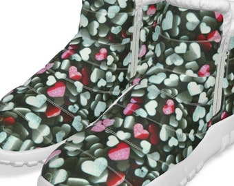 Women's zip-up snow boots. Comfortable, warm and lightweight. Unique design print.