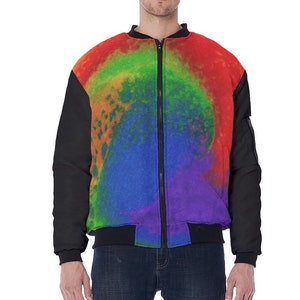 Chaqueta bomber de béisbol para hombre con un diseño divertido y fresco.