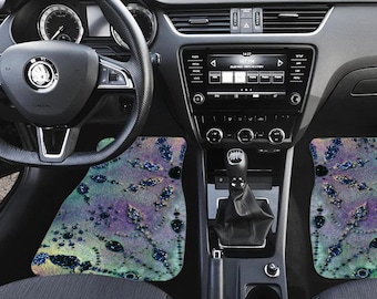 Vloermatten voor auto's. Unieke en kleurrijke decoratieve polyester set.
