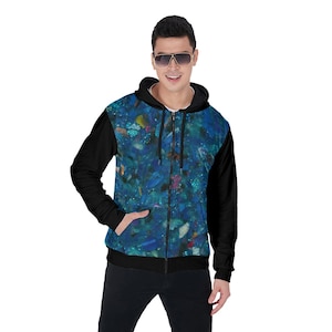 Cool mens zip up hoodie in fresh design and cool print.