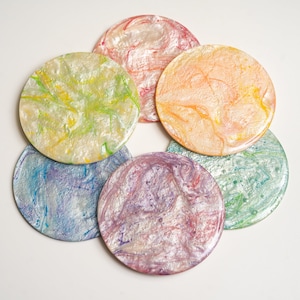 DECORATIVE COASTERS, ROUND Coaster Set, Round Shape Drinking Coaster Set For Office Table Décor, Unique Epoxy Resin Coasters