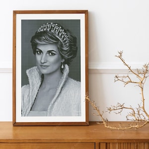 Diana Princess of Wales Cross Stitch Pattern DMC Chart Two Color Variations Needlepoint Embroidery Chart Printable PDF Instant Download